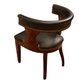 REGENCY STYLE LEATHER UPHOLSTERED BARREL BACK ARMCHAIR