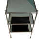THREE TIER NICKEL & ANTIQUED MIRROR SIDE TABLE ON CASTERS