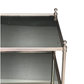 THREE TIER NICKEL & ANTIQUED MIRROR SIDE TABLE ON CASTERS