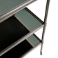 THREE TIER NICKEL & ANTIQUED MIRROR SIDE TABLE ON CASTERS