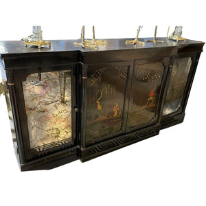 VINTAGE BLACK LACQUER CHINOISERIE CABINET