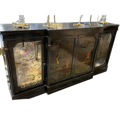 VINTAGE BLACK LACQUER CHINOISERIE CABINET