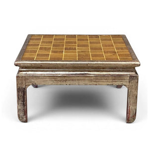 KUEHNE SMALL SILVER  COFFEE TABLE WITH PARQUET TOP