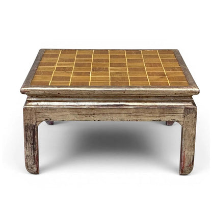 KUEHNE SMALL SILVER  COFFEE TABLE WITH PARQUET TOP