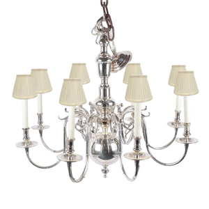 EIGHT ARM WILLIAMSBURG STYLE SILVER CHANDELIER
