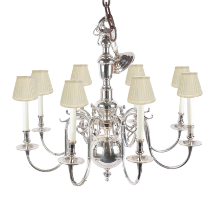 EIGHT ARM WILLIAMSBURG STYLE SILVER CHANDELIER
