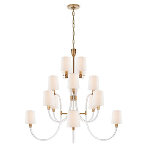 JULIE NEILL LUCITE AND BRASS LARGE CHANDELIER