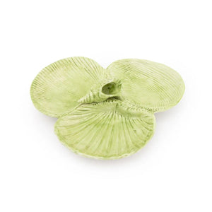 GLAZED GREEN ITALIAN MAIOLICA SHELL FORM TRAY