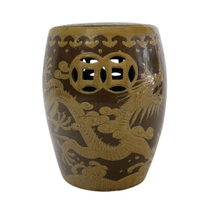 CHINOISERIE CERAMIC GARDEN STOOL WITH DRAGON MOTIF