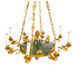 EMPIRE STYLE GILT AND PATINATED METAL EIGHT LIGHT CHANDELIER WITH BIRD MOTIF