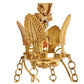 EMPIRE STYLE GILT AND PATINATED METAL EIGHT LIGHT CHANDELIER WITH BIRD MOTIF