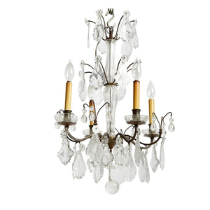 BACCARAT STYLE HANGING GLASS FOUR LIGHT CHANDELIER, LATE 19TH CENTURY