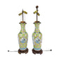 PAIR OF CHINESE FAMILLE ROSE CHINOISERIE PORCELAIN TABLE LAMPS