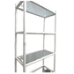 WHITE PLASTER STYLE ETAGERE WITH FIVE GLASS SHELVES