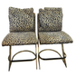 SET OF FOUR LEOPARD PRINT BRASS BAR STOOLS