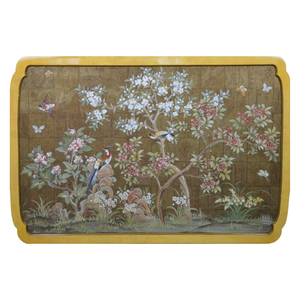FRAMED ROBERT CROWDER CHINOISERIE GARDEN PAINTED PANEL