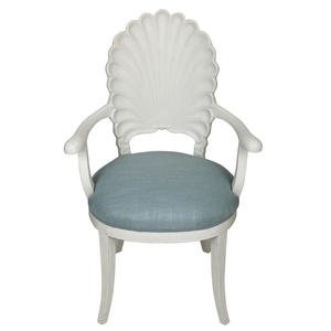 SINGLE SHELL BACK CHAIR UPHOLSTERED IN LIGHT BLUE FABRIC