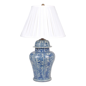 BLUE & WHITE BAMBOO MOTIF VASE LAMP