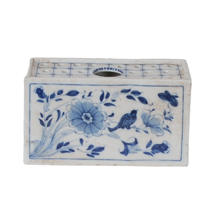 BLUE & WHITE FLORAL BRICK TULIPIERE