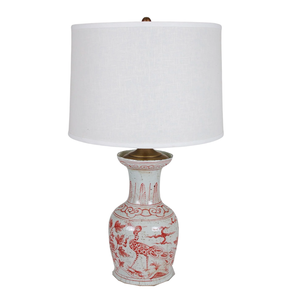 CORAL PEACOCK MOTIF VASE LAMP