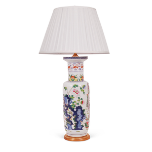 MULTICOLOR KANGXI STYLE VASE LAMP WITH GOLD LEAF BASE