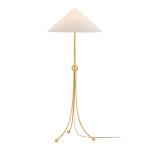 CURVED AGED BRASS FLOOR LAMP