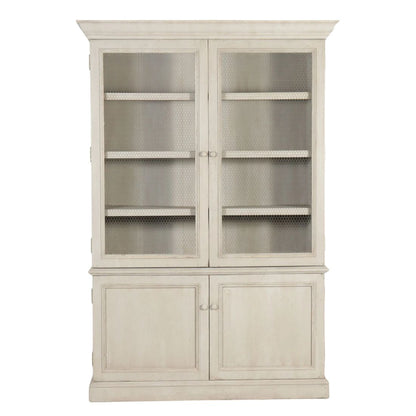 SWEDISH GUSTAVIAN STYLE PAINTED HUTCH WITH WIRE MESH DOORS