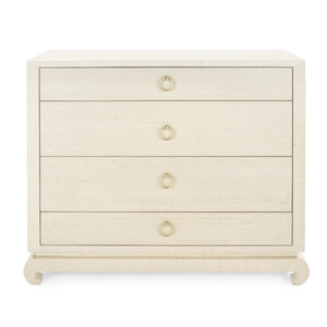 MING STYLE RAFFIA WRAPPED DRESSER WITH BRASS PULLS