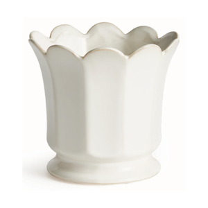 PETITE CREAM SCALLOPED FLOWER POT