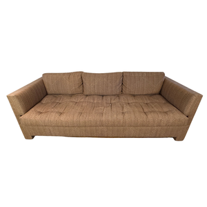 CUSTOM UPHOLSTERED MILO BAUGHMAN STYLE SOFA IN MOCHA BROWN J.ROSSELLI FABRIC