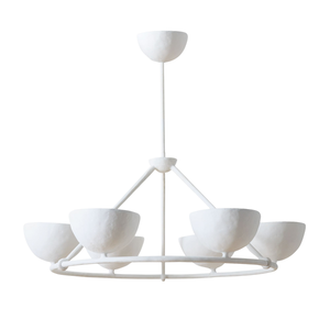 SIX LIGHT MODERN WHITE PLASTER CHANDELIER