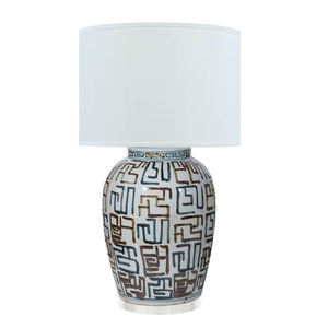 INDIGO BROWN MAZE JAR LAMP W/ ACRYLIC BASE