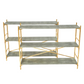 PAIR OF FAUX SHAGREEN & GILT METAL THREE TIER ETAGERES