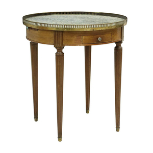MARBLE TOP LOUIS XVI STYLE  BOUILLOTE TABLE WITH GALLERY RAIL AND PULL-OUT SLIDES