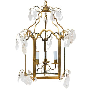 ROCK CRYSTAL AND BRASS FRENCH STYLE LANTERN