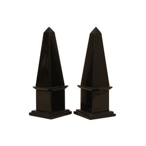 PAIR OF BLACK MARBLE OBELISKS