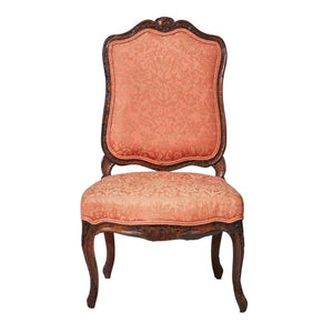 PETITE FRENCH SLIPPER CHAIR WITH SILK DAMASK UPHOLSTERY