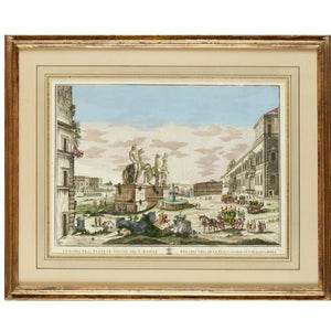 ITALIAN ETCHING IN GILT FRAME WITH CUSTOM MATTING