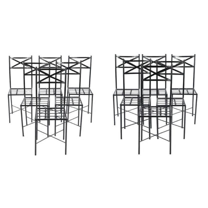 SET OF TWELVE FRENCH IRON X BACK CHAIRS