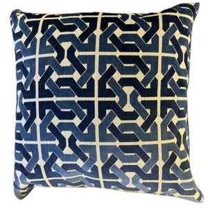 LEE JOFA DAVID HICKS BLUE CUT VELVET PILLOW