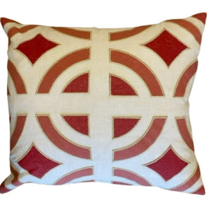 RED AND SALMON TILE PILLOW