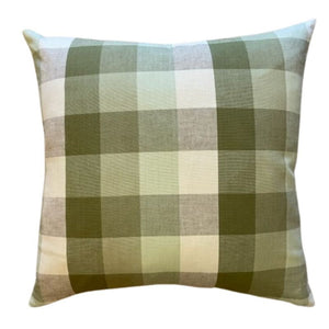 COWTAN & TOUT GREEN CHECK AND VELVET PILLOW