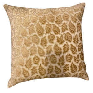 GOLD VELVET LEAVES KNIFE EDGE PILLOW