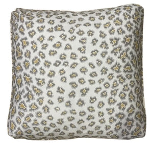 BRUNSCHWIG & FILS GRAY AND YELLOW LEOPARD PILLOW TURKISH CORNERS