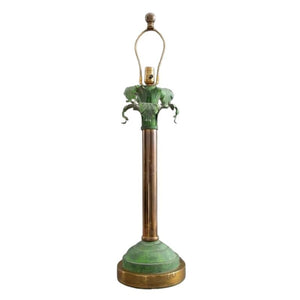 MID CENTURY VERDIGRIS AND BRASS PALM FORM TABLE LAMP