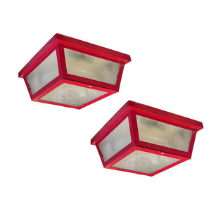 PAIR OF RED SQUARE FLUSHMOUNTS BY JOSEPH RICHTER INC