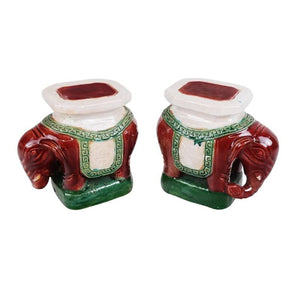 PAIR OF PETITE CERAMIC ELEPHANTS