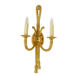 SINGLE TASSEL MOTIF ORMOLU DOUBLE ARM SCONCE