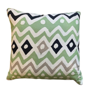 CHINA SEAS GREEN AND BLACK ZIG ZAG PILLOW