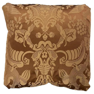 BROWN SILK DAMASK TURKISH CORNER PILLOW